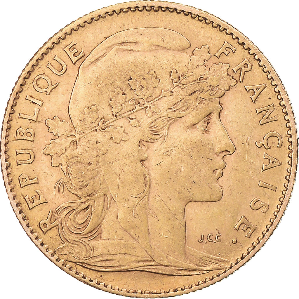Moneta, Francja, Marianne, 10 Francs, 1906, Paris, EF(40-45), Złoto, KM:846