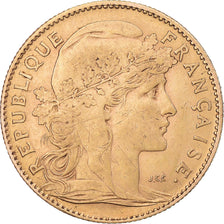 Moneta, Francja, Marianne, 10 Francs, 1906, Paris, EF(40-45), Złoto, KM:846