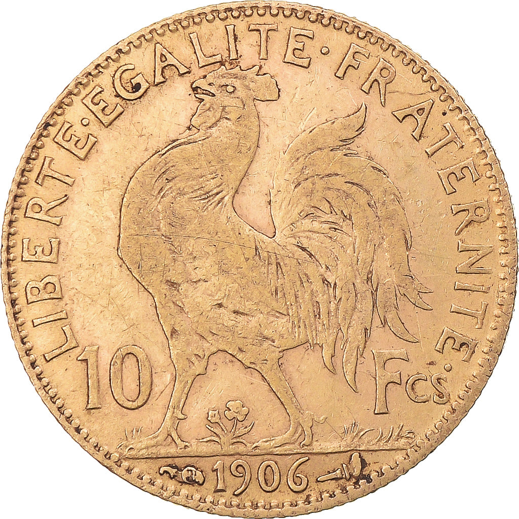 Moneta, Francja, Marianne, 10 Francs, 1906, Paris, EF(40-45), Złoto, KM:846