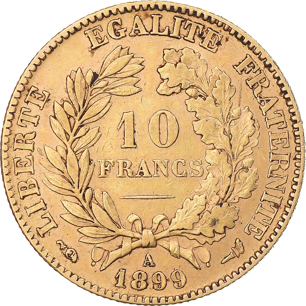Coin, France, Cérès, 10 Francs, 1899, Paris, EF(40-45), Gold, KM:830