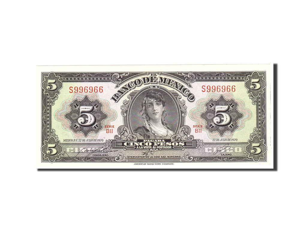 Mexico, 5 Pesos, 1970, KM:60k, 1970-07-22, UNC(65-70)