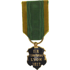 France, Tir Territorial de Lyon, Medal, 1877, Excellent Quality, Gilt Metal, 21