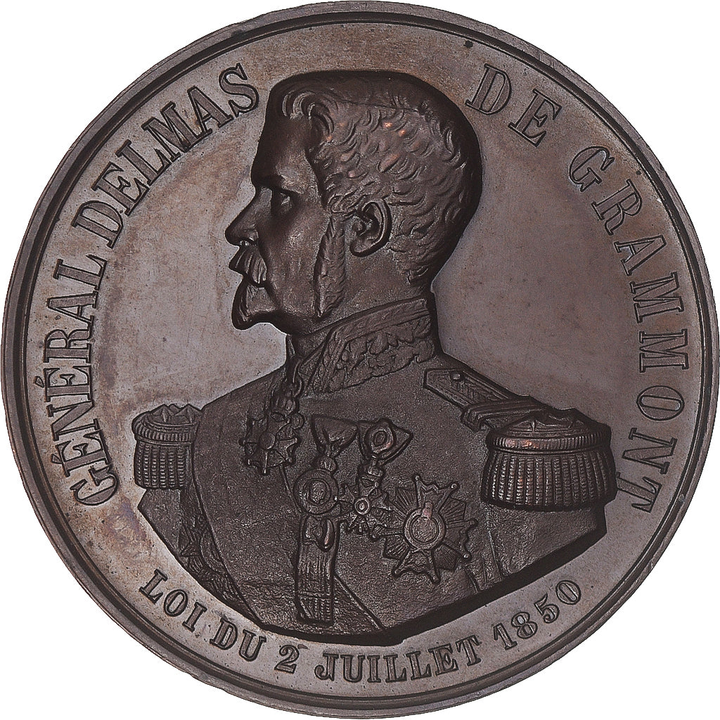 France, Médaille, Général Delmas de Grammont, S.P.A, Lyon, 1854, FDC, Bronze