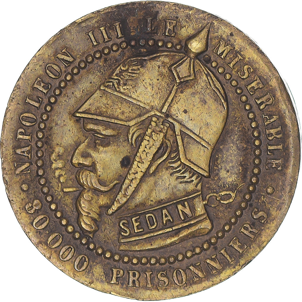 Francia, zeton, Napoléon III, Satirique, Bataille de Sedan, 1871, MBC, Latón