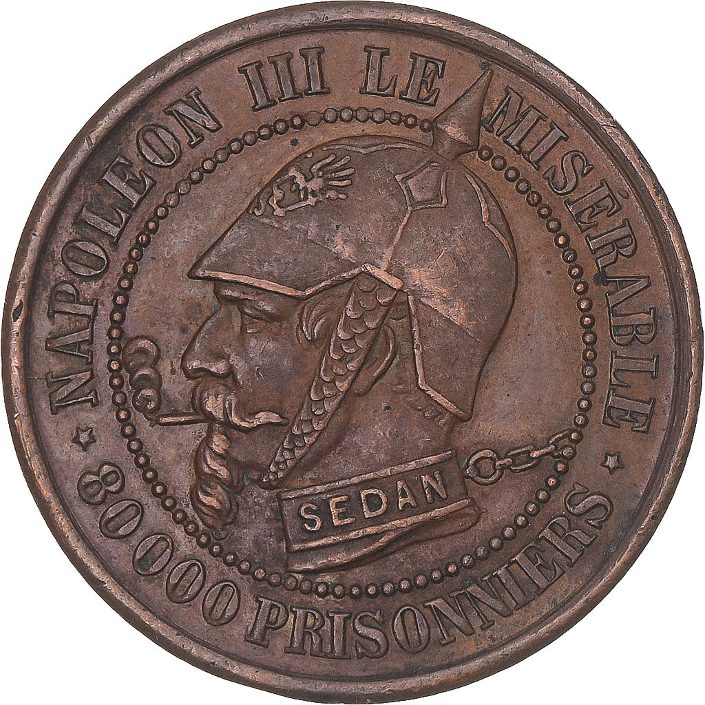 Francia, zeton, Napoléon III, Satirique, Bataille de Sedan, 1871, MBC+, Cobre