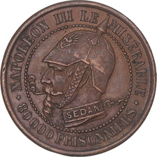 Francia, zeton, Napoléon III, Satirique, Bataille de Sedan, 1871, MBC+, Cobre
