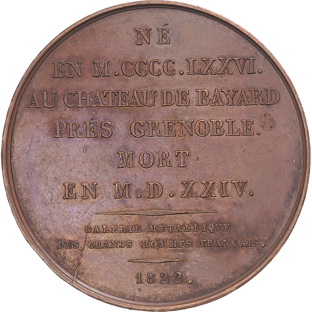 France, Médaille, Galerie des Grands Hommes, Pierre Terrail de Bayard, 1822