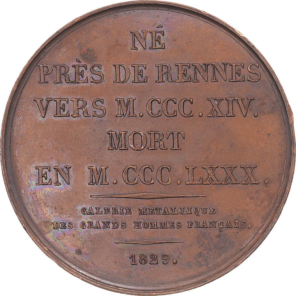 France, Medal, Bertrand Duguesclin, History, 1829, Gayrard, AU(50-53), Copper