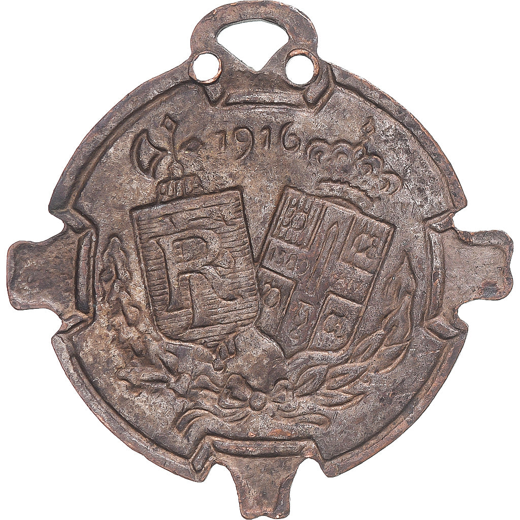 França, Gloire aux Serbes, WAR, medalha, 1916, Qualidade Boa, Bargas, Bronze
