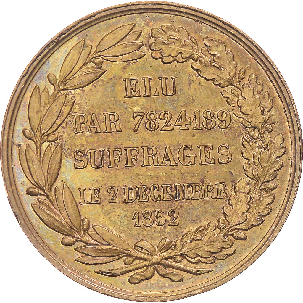 Francia, medaglia, Napoléon III, Elu par 7824189 suffrages le 2 décembre 1852