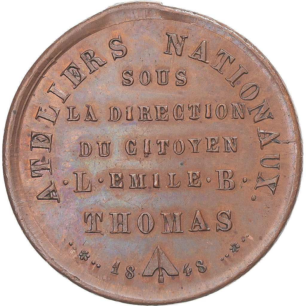 Francja, medal, Ateliers Nationaux, Emile Thomas, Deuxième République, 1848