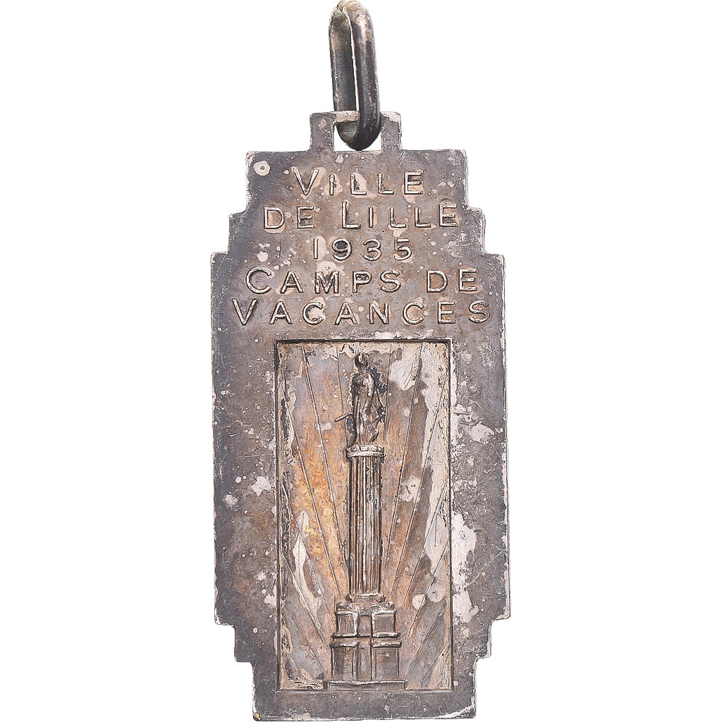 Francia, medaglia, Ville de Lille, Camps de Vacances, 1935, BB, Bronzo argentato
