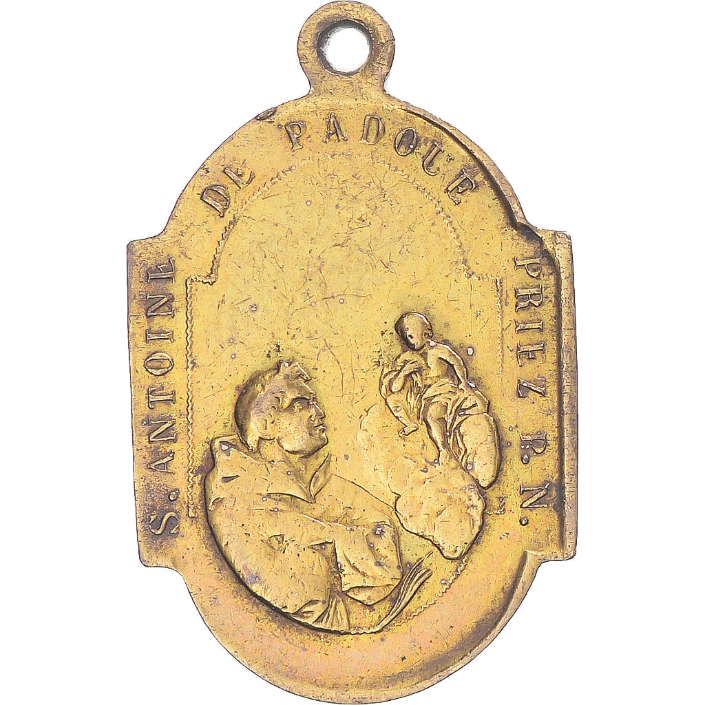 Francia, medalla, Saint Antoine de Padoue, Religions & beliefs, MBC, Latón
