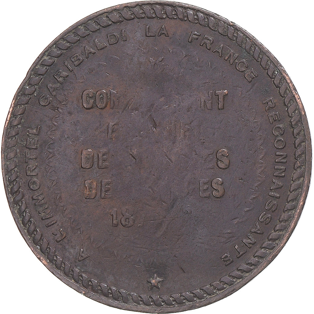 France, Medal, A Garibaldi, La France Reconnaissante, VF(20-25), Copper