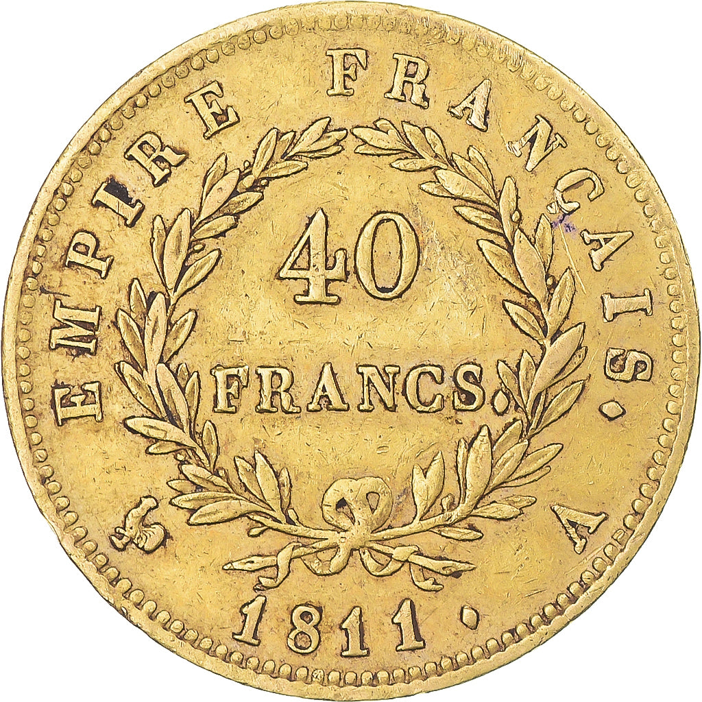 Münze, Frankreich, Napoleon I, 40 Francs, 1811, Paris, SS, Gold, KM:696.1