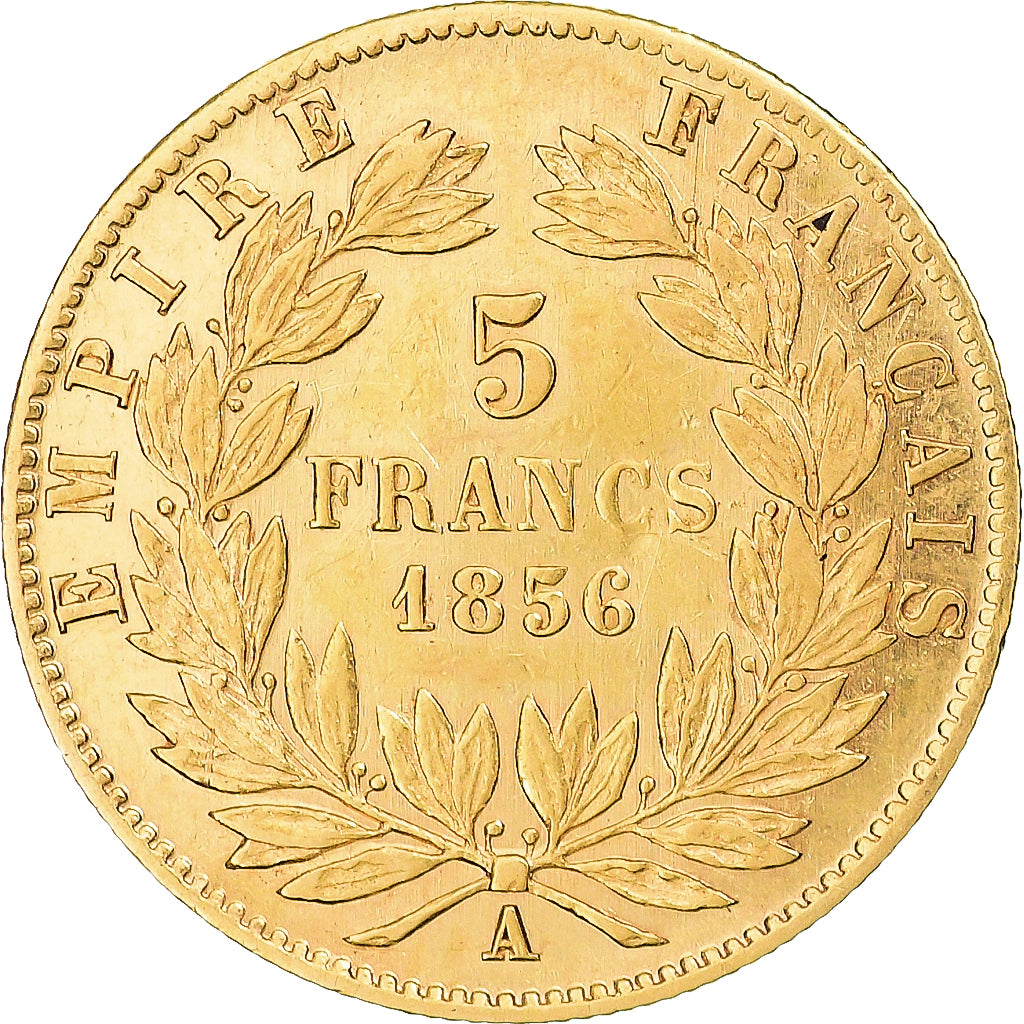 Coin, France, Napoleon III, 5 Francs, 1856, Paris, AU(50-53), Gold, KM:787.1