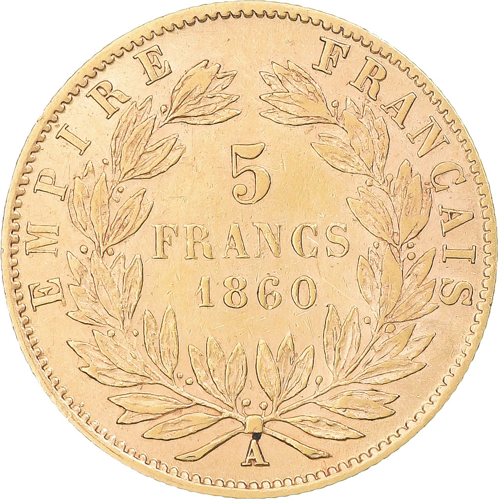 Coin, France, Napoléon III, 5 Francs, 1860, Paris, EF(40-45), Gold, KM:787.1