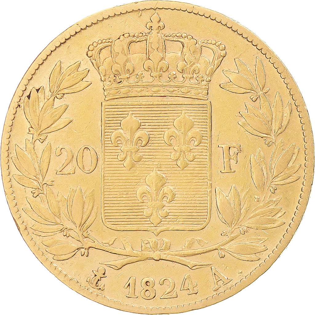 Monnaie, France, Louis XVIII, 20 Francs, 1824, Paris, TB+, Or, Gadoury:1028