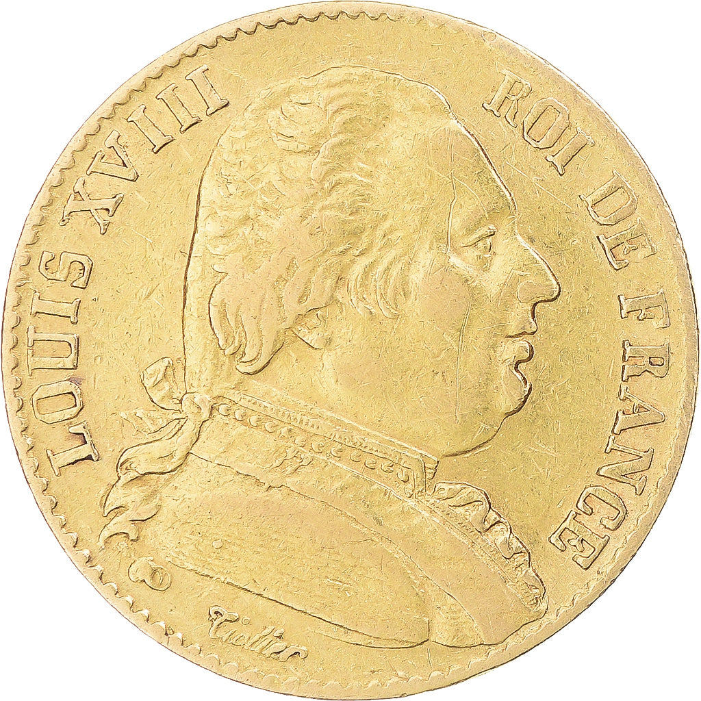 Monnaie, France, Louis XVIII, 20 Francs, 1814, Paris, TTB, Or, Gadoury:1026