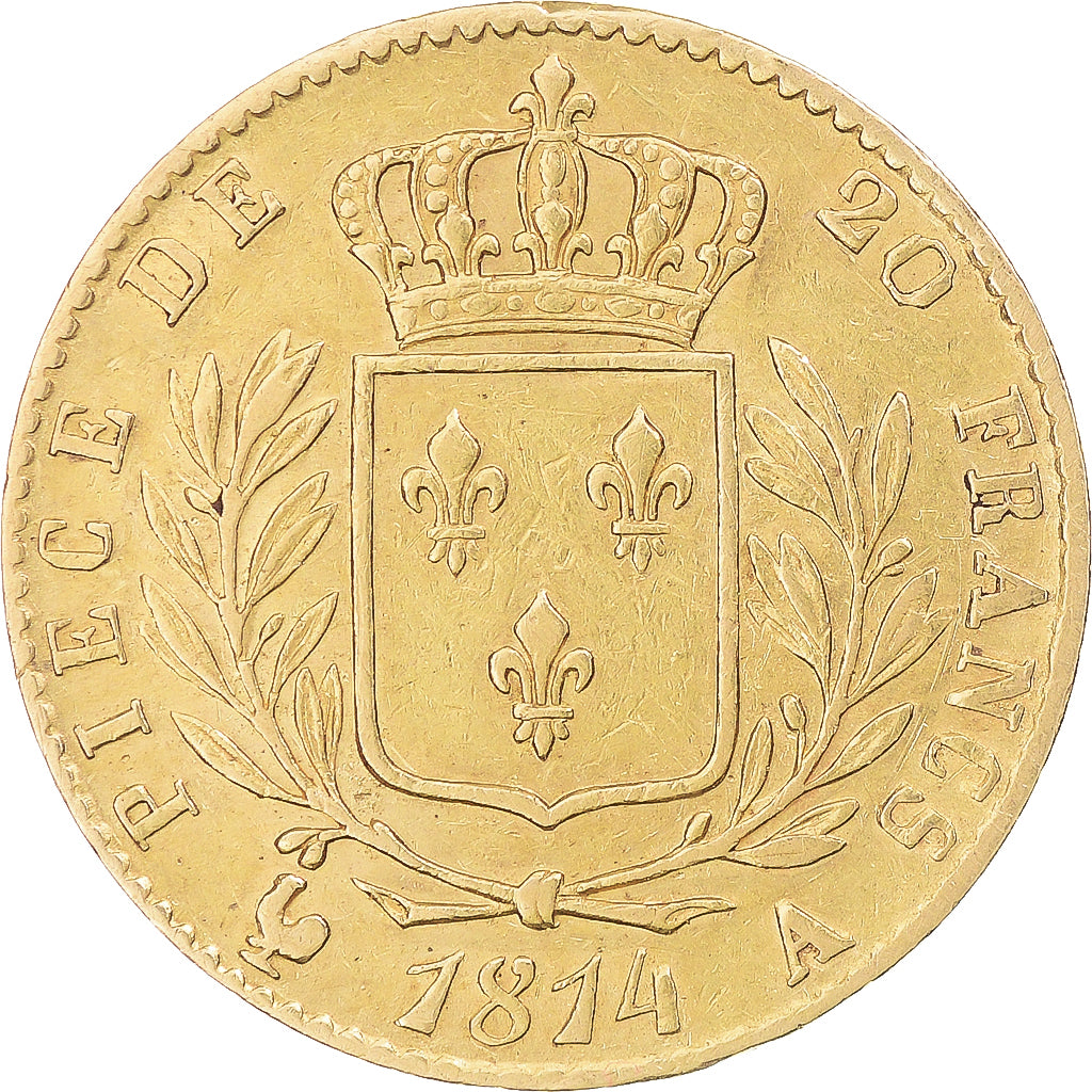 Monnaie, France, Louis XVIII, 20 Francs, 1814, Paris, TTB, Or, Gadoury:1026