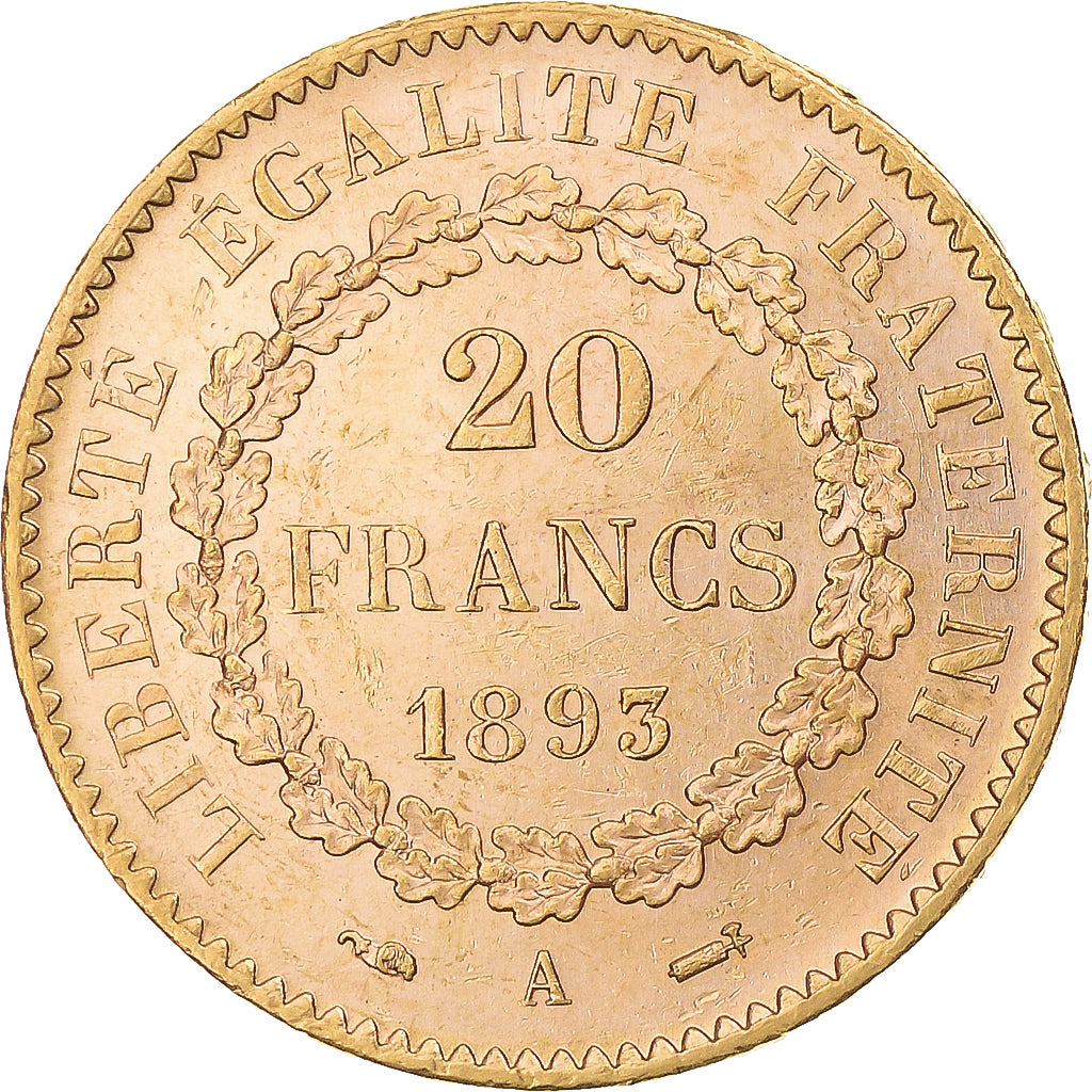 Monnaie, France, Génie, 20 Francs, 1893, Paris, SUP, Or, Gadoury:1063, KM:825