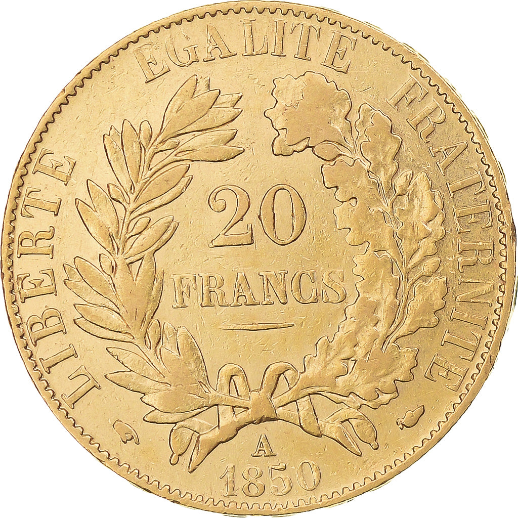 Monnaie, France, Cérès, 20 Francs, 1850, Paris, Oreille basse, TTB+, Or