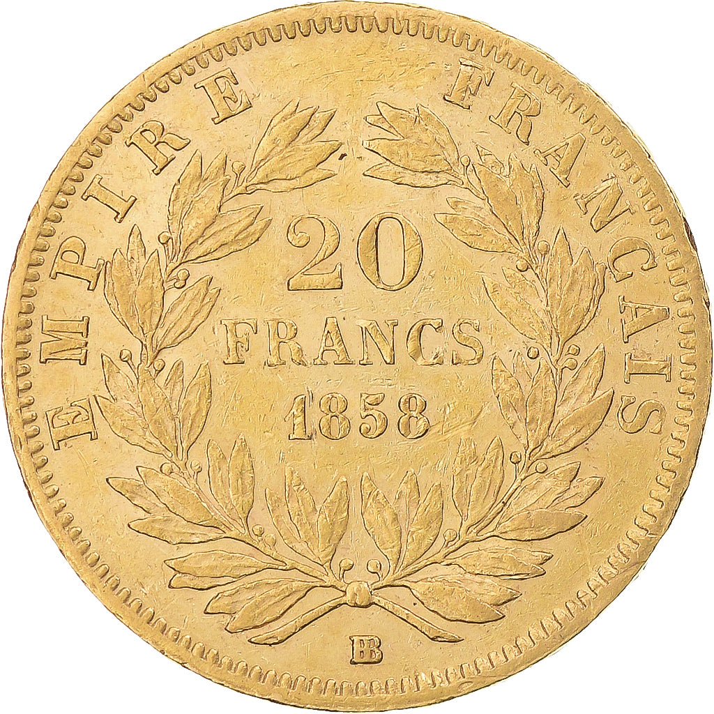 Monnaie, France, Napoleon III, Napoléon III, 20 Francs, 1858, Strasbourg, TTB