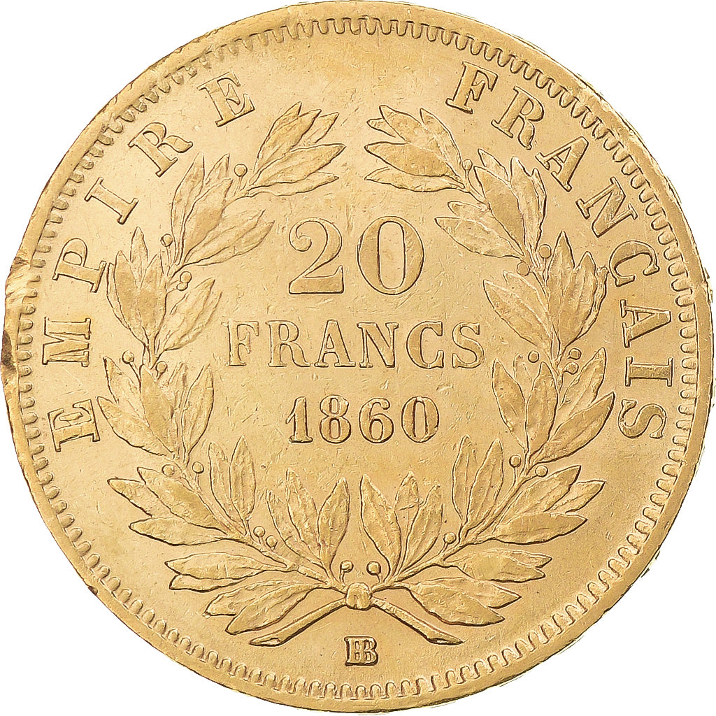 Monnaie, France, Napoleon III, 20 Francs, 1860, Strasbourg, TTB+, Or