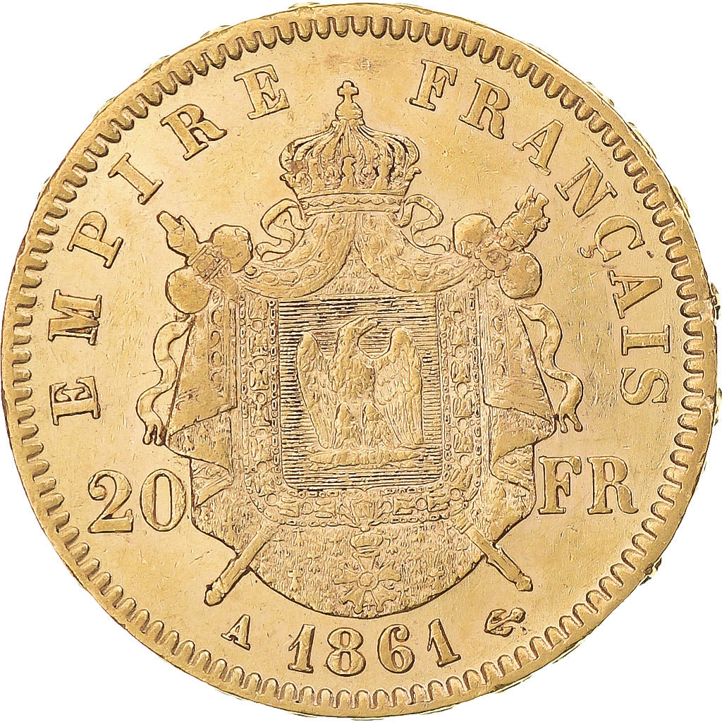 Monnaie, France, Napoleon III, 20 Francs, 1861, Paris, TTB+, Or, Gadoury:1062