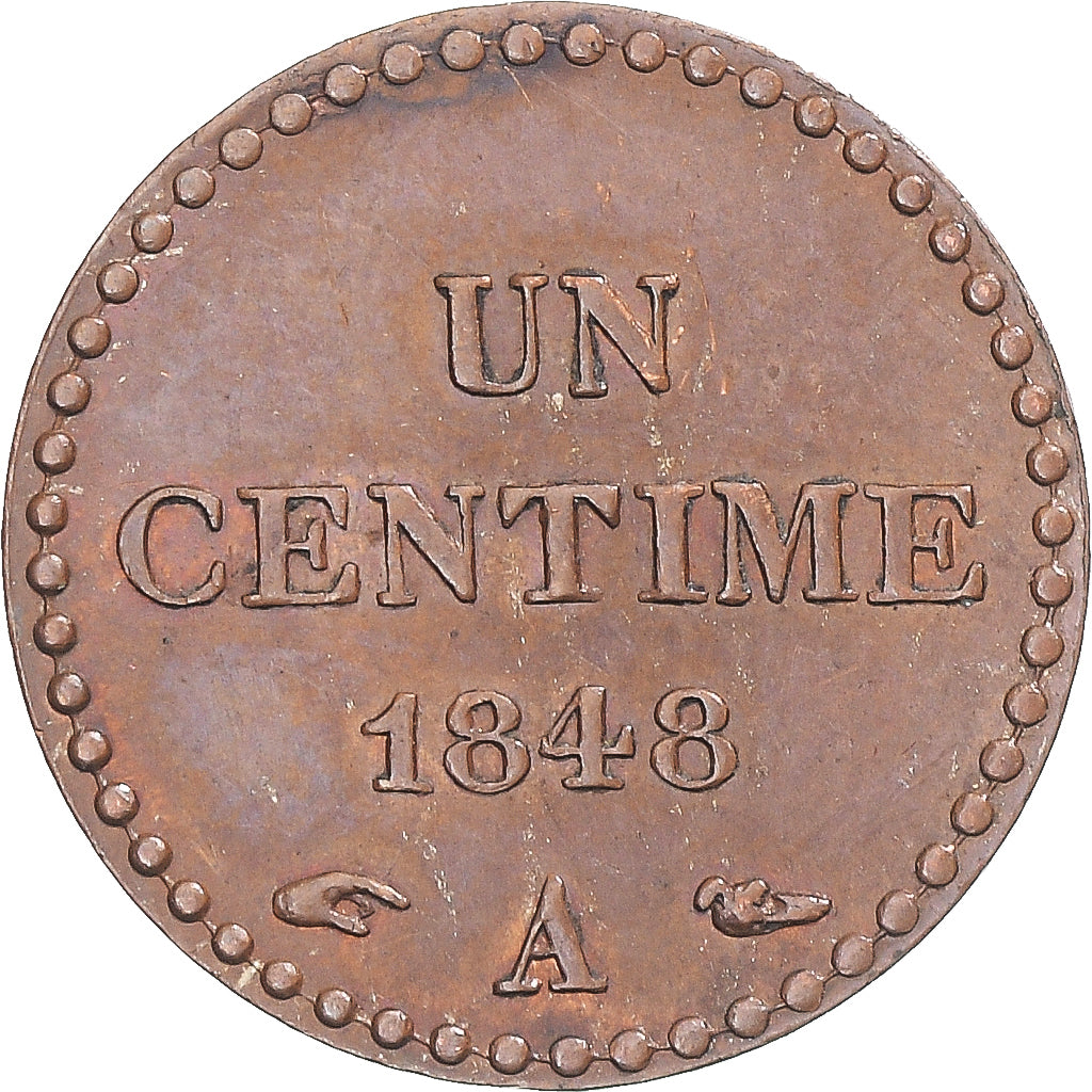 Coin, France, Dupré, Centime, 1848, Paris, AU(50-53), Bronze, KM:754