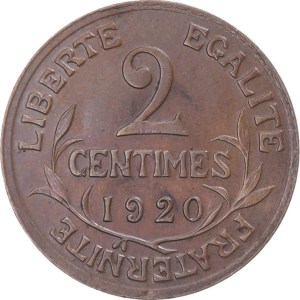 Munten, Frankrijk, Dupuis, 2 Centimes, 1920, Paris, ZF+, Bronzen, KM:841
