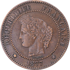 Munten, Frankrijk, Cérès, 2 Centimes, 1877, Paris, ZF+, Bronzen, KM:827.1