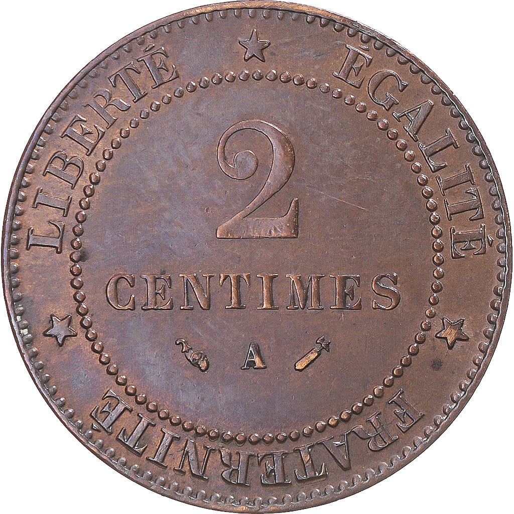 Coin, France, Cérès, 2 Centimes, 1886, Paris, AU(50-53), Bronze, KM:827.1