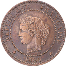 Moneta, Francia, Cérès, 2 Centimes, 1889, Paris, BB, Bronzo, Gadoury:105