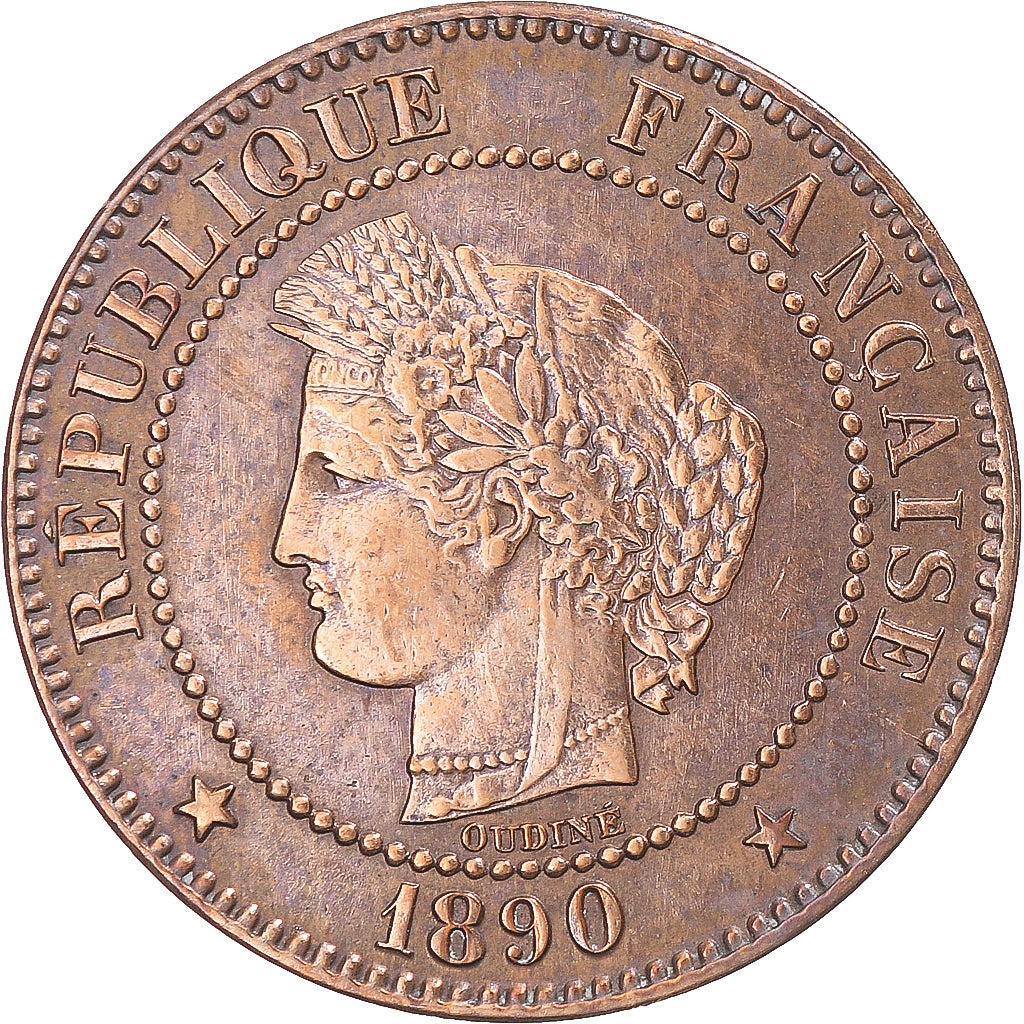 Coin, France, Cérès, 2 Centimes, 1890, Paris, AU(50-53), Bronze, KM:827.1