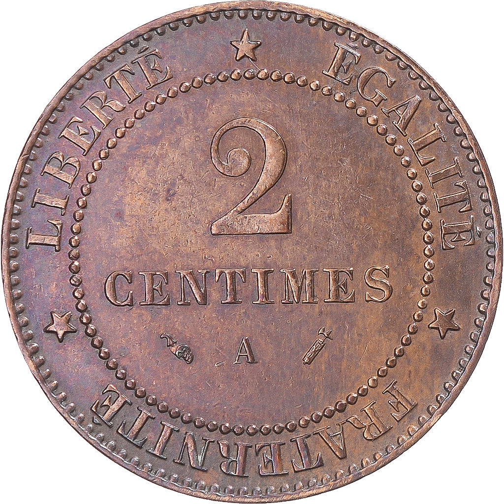Coin, France, Cérès, 2 Centimes, 1890, Paris, AU(50-53), Bronze, KM:827.1