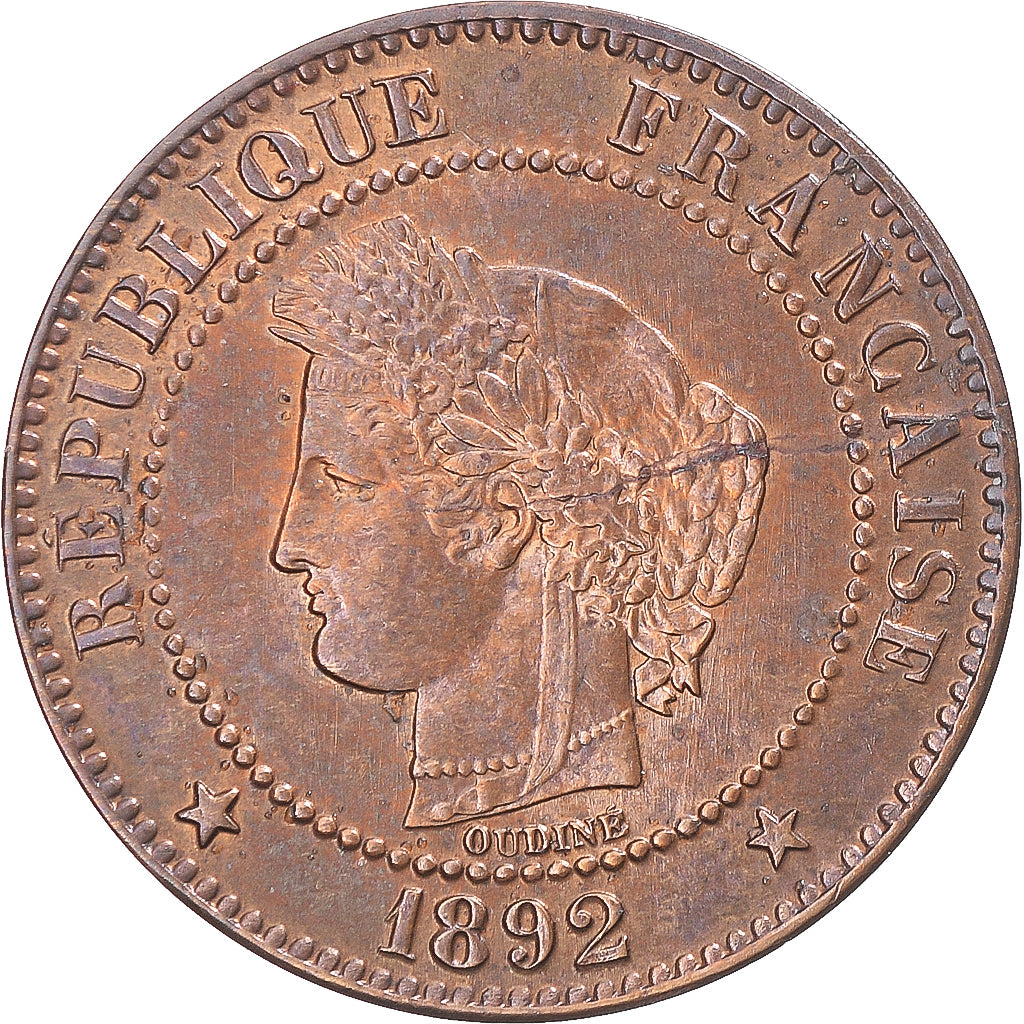 Munten, Frankrijk, Cérès, 2 Centimes, 1892, Paris, PR+, Bronzen, Gadoury:105