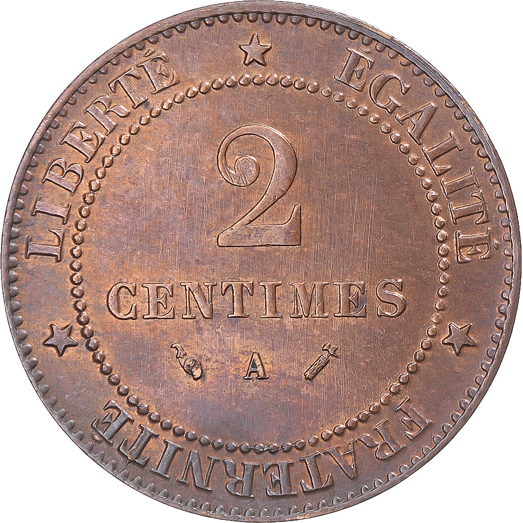 Munten, Frankrijk, Cérès, 2 Centimes, 1892, Paris, PR+, Bronzen, Gadoury:105