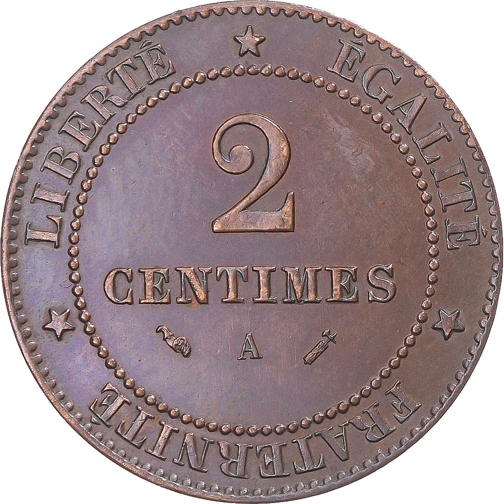Munten, Frankrijk, Cérès, 2 Centimes, 1896, Paris, ZF+, Bronzen, Gadoury:105