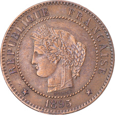 Münze, Frankreich, Cérès, 2 Centimes, 1895, Paris, SS+, Bronze, Gadoury:105