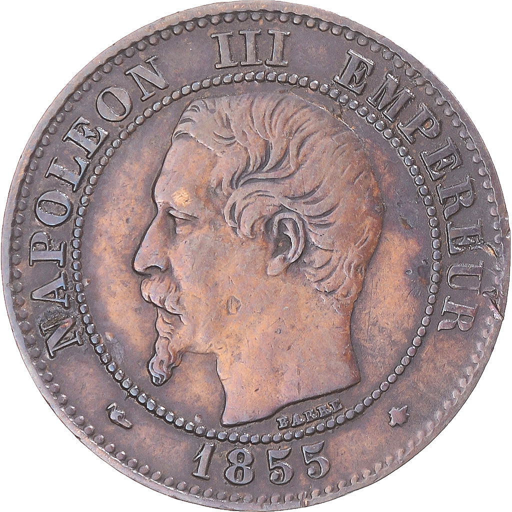 Munten, Frankrijk, Napoleon III, 2 Centimes, 1855, Strasbourg, FR+, Bronzen