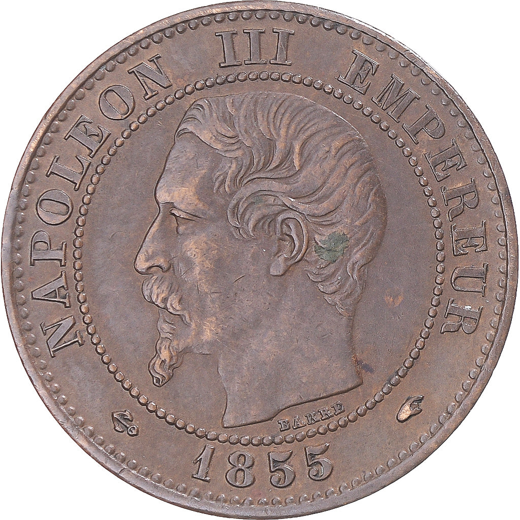 France, Napoleon III, 2 Centimes, 1855, Paris, Bronze, EF(40-45), Gadoury:103