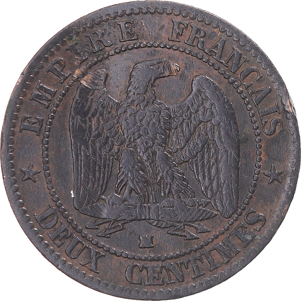 Munten, Frankrijk, Napoleon III, 2 Centimes, 1857, Marseille, FR, Bronzen