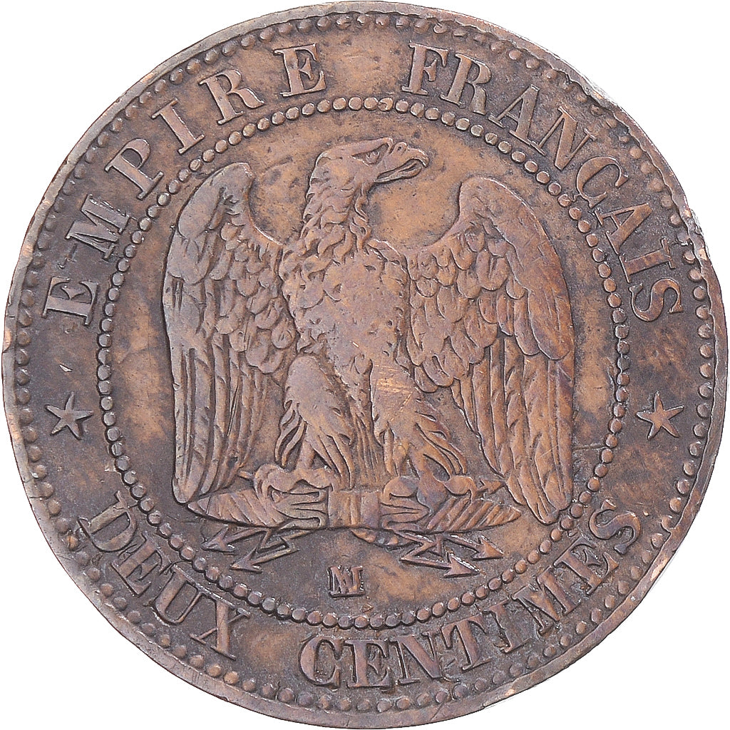 Munten, Frankrijk, Napoleon III, 2 Centimes, 1857, Marseille, FR, Bronzen