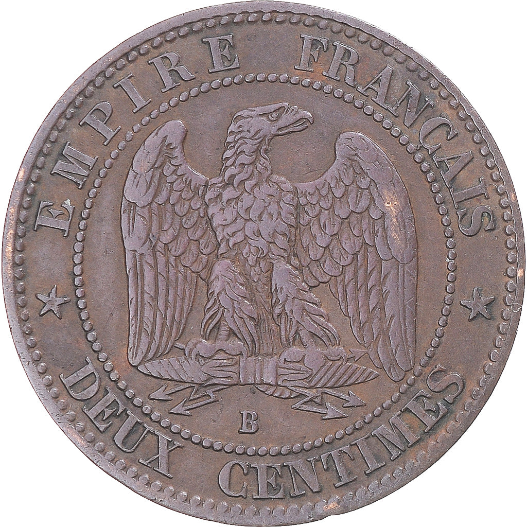 Coin, France, Napoleon III, 2 Centimes, 1854, Rouen, VF(30-35), Bronze