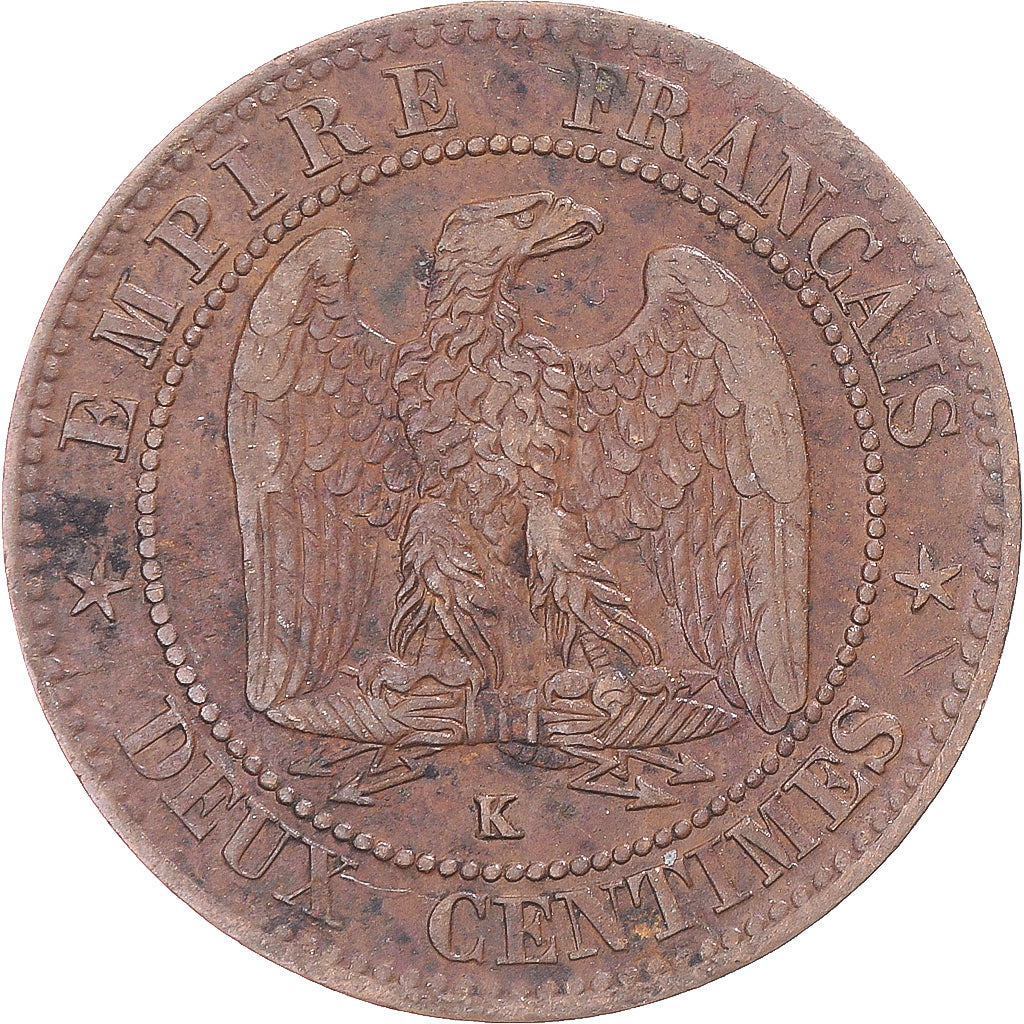 Munten, Frankrijk, Napoleon III, 2 Centimes, 1862, Bordeaux, ZF, Bronzen