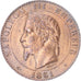 França, Napoleon III, 2 Centimes, Napoléon III, 1861, Strasbourg, Bronze