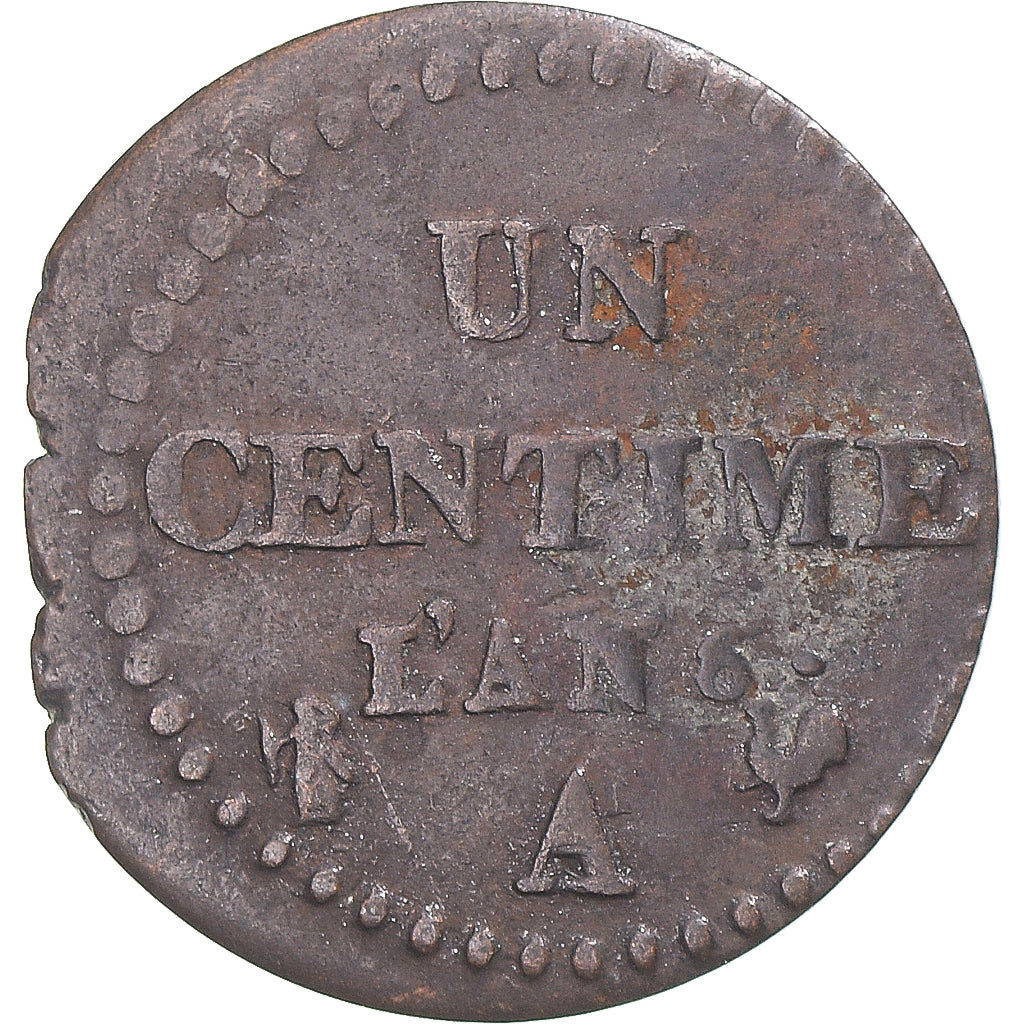 Münze, Frankreich, Dupré, Centime, AN 6, Paris, S+, Bronze, KM:646