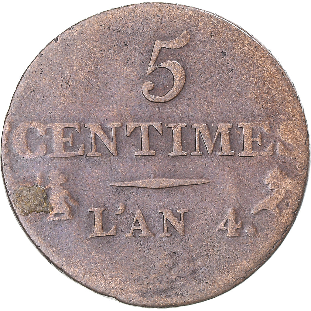 Coin, France, Dupré, 5 Centimes, AN 4, Paris, VF(20-25), Bronze, KM:635.1