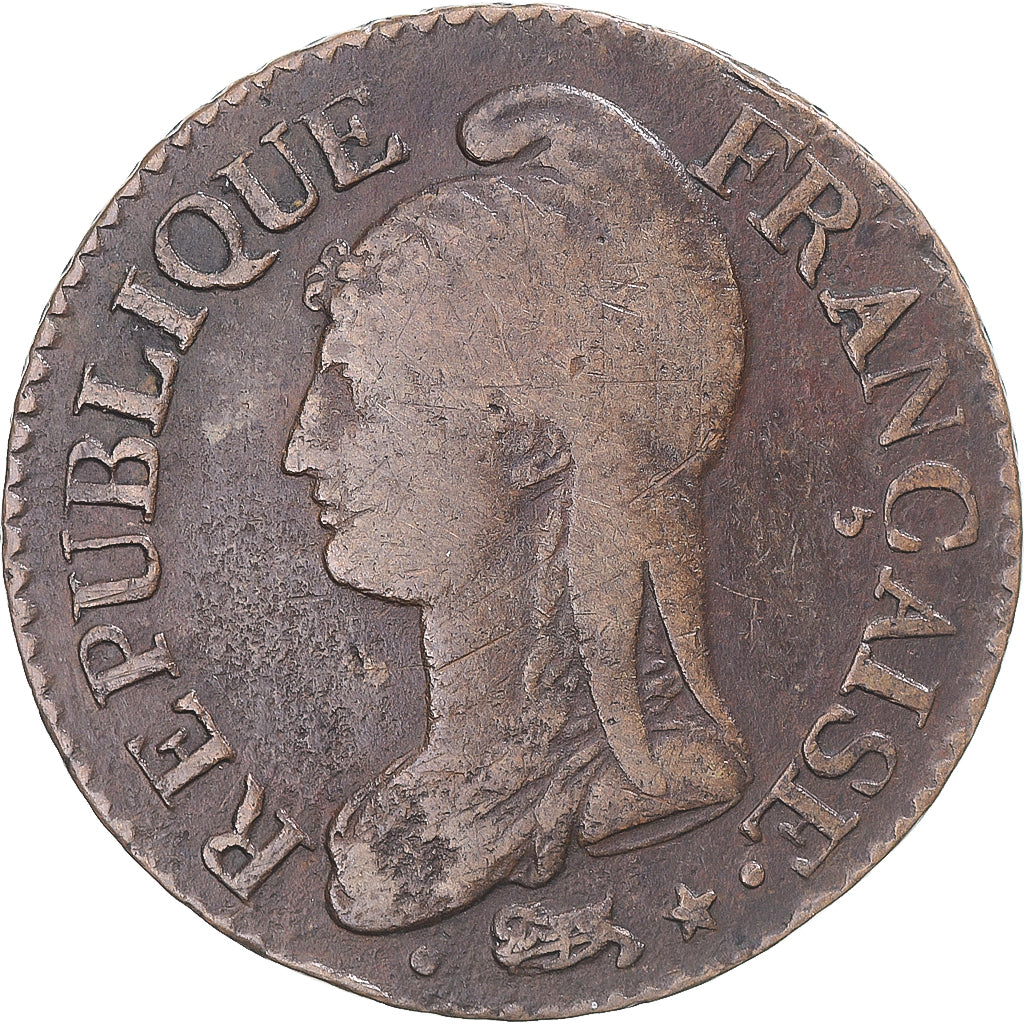 Moneta, Francia, Dupré, 5 Centimes, AN 7, Lille, MB, Bronzo, KM:640.11